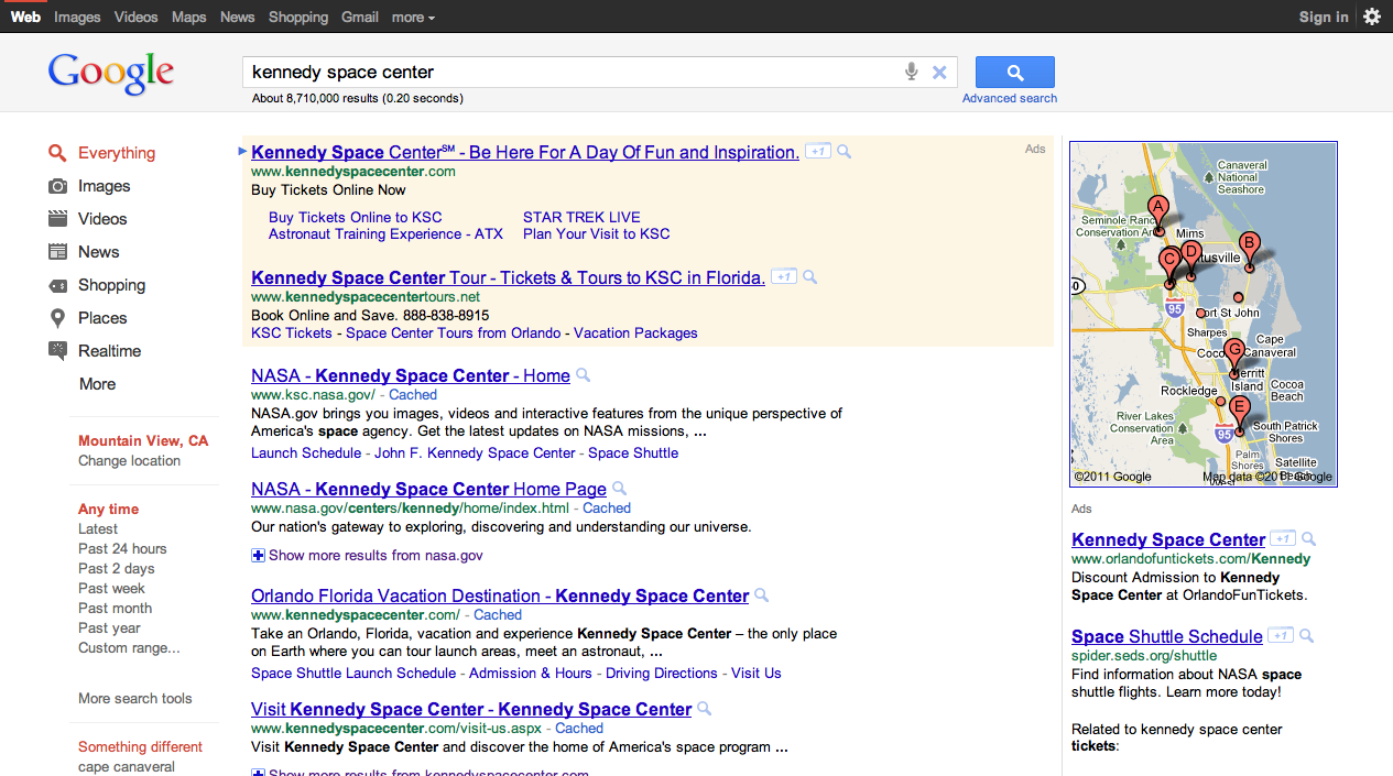 Google search results redesign (2011)